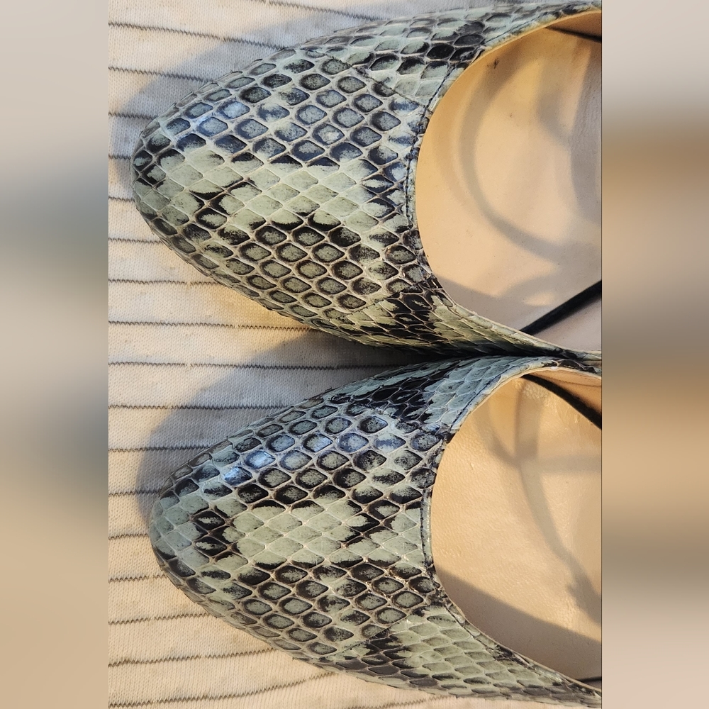 Teal snake velvet faux stiletto by Ivanka Trump